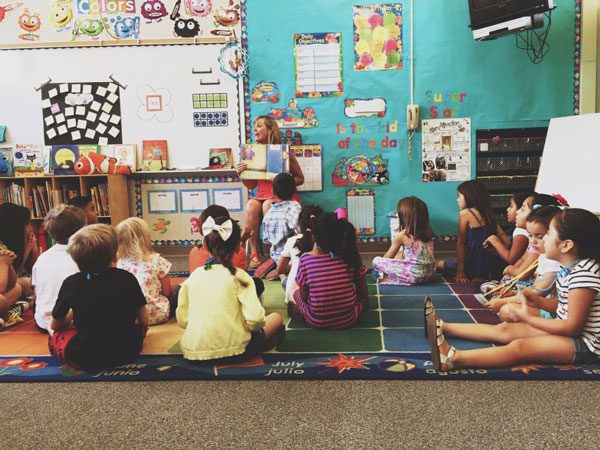 Kids in a kindergarten classroom.