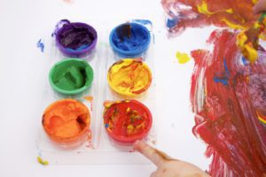 Toddler finger paints